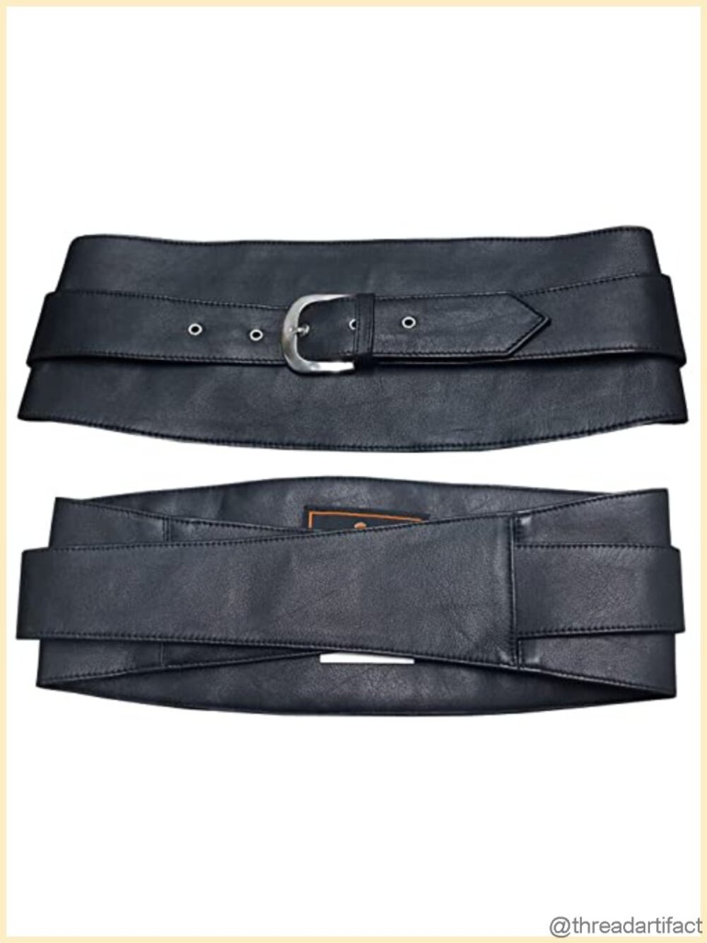 Genuine Lambskin Leather Obi Sash Wrap Corset Harness Wide Buckle Belt